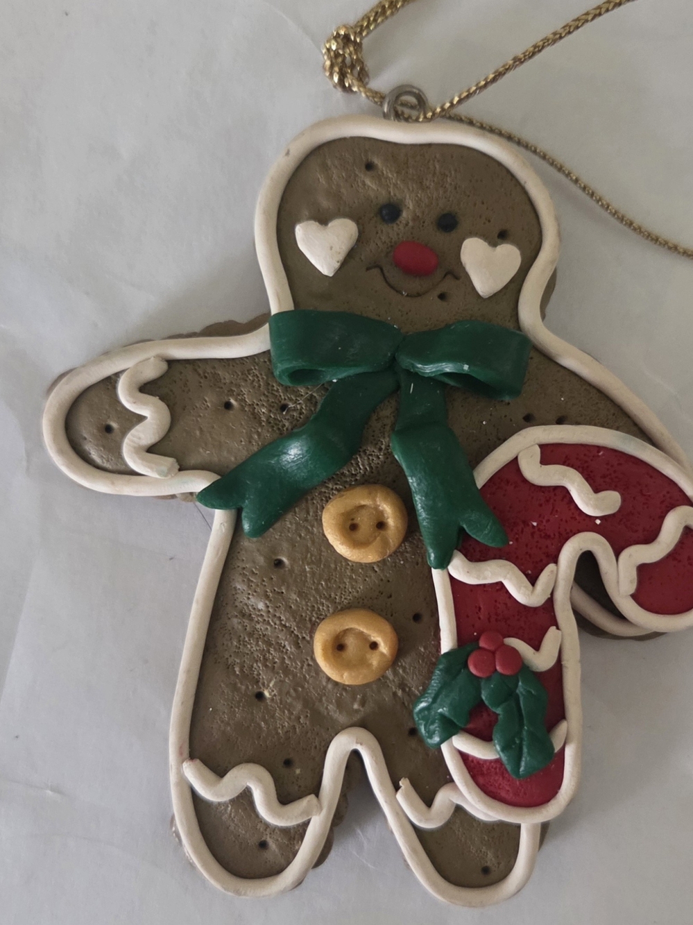 Vintage Claydoh Gingerbread Man Ornament 5 Inch